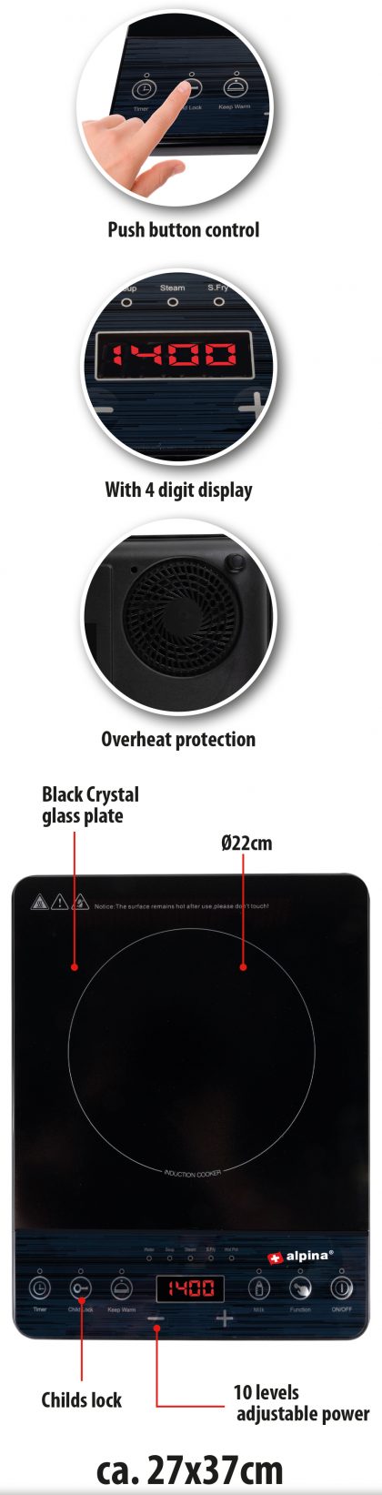 ALPINA INDUKCIJSKA PRIJENOSNA PLOČA 1 KOLO