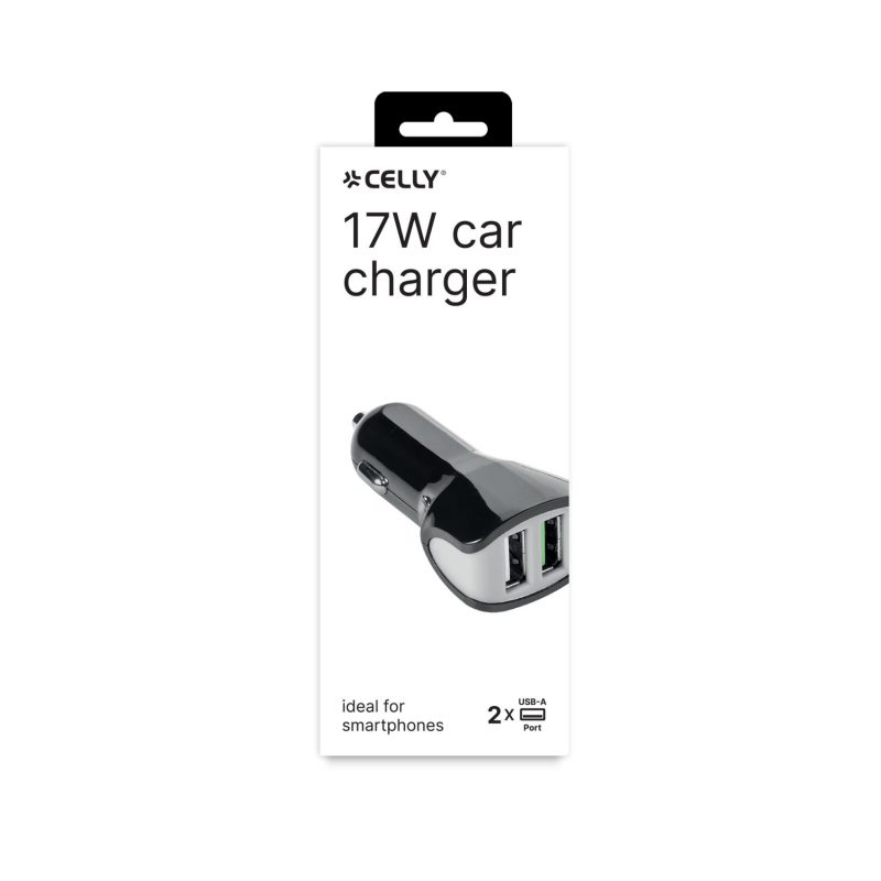 CELLY TURBO AUTO PUNJAČ 2 USB 3.4 A/17 W CRNI - Slika 3