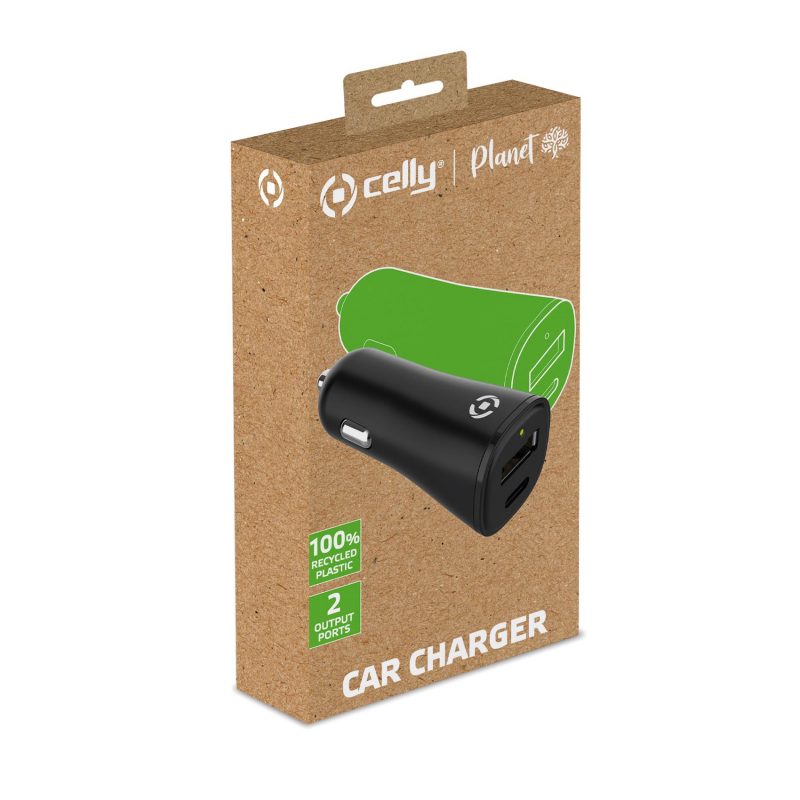 CELLY AUTO PUNJAČ USB-A/USB C 32 W CRNI PLANET COLLECTION - Slika 2
