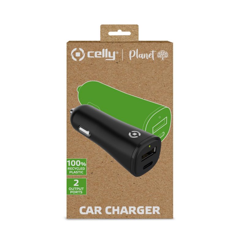 CELLY AUTO PUNJAČ USB-A/USB C 32 W CRNI PLANET COLLECTION - Slika 3