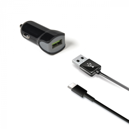 CELLY AUTO PUNJAČ USB-A + USB-A U USB-C KABEL 12 W