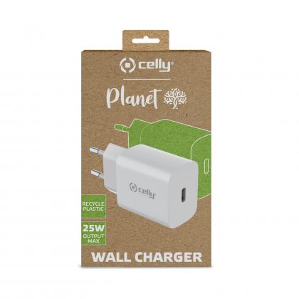 CELLY PUNJAČ USB-C 25 W BIJELI PLANET COLLECTION