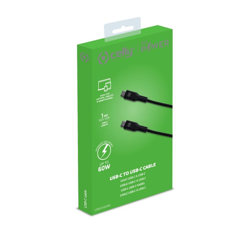 CELLY KABEL USB-C TO USB-C PD 60 W CRNI - Slika 2
