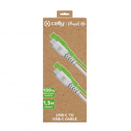 CELLY KABEL USB-C U USB-C BIJELI 1,5 M PLANET COLLECTION