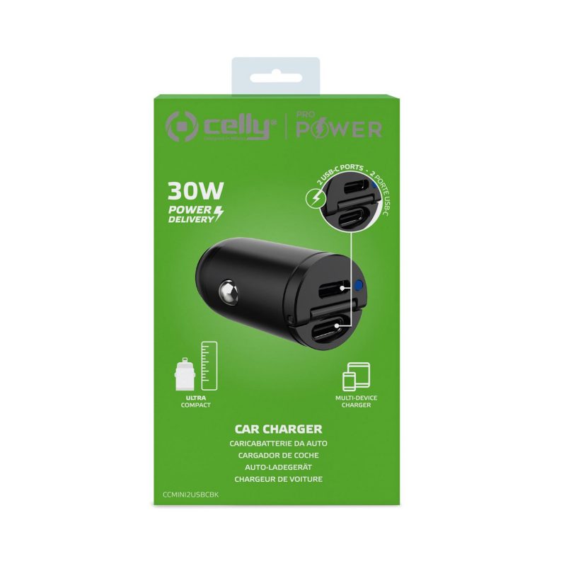 CELLY AUTO PUNJAČ 2 USB-C 30 W CRNI - Slika 4