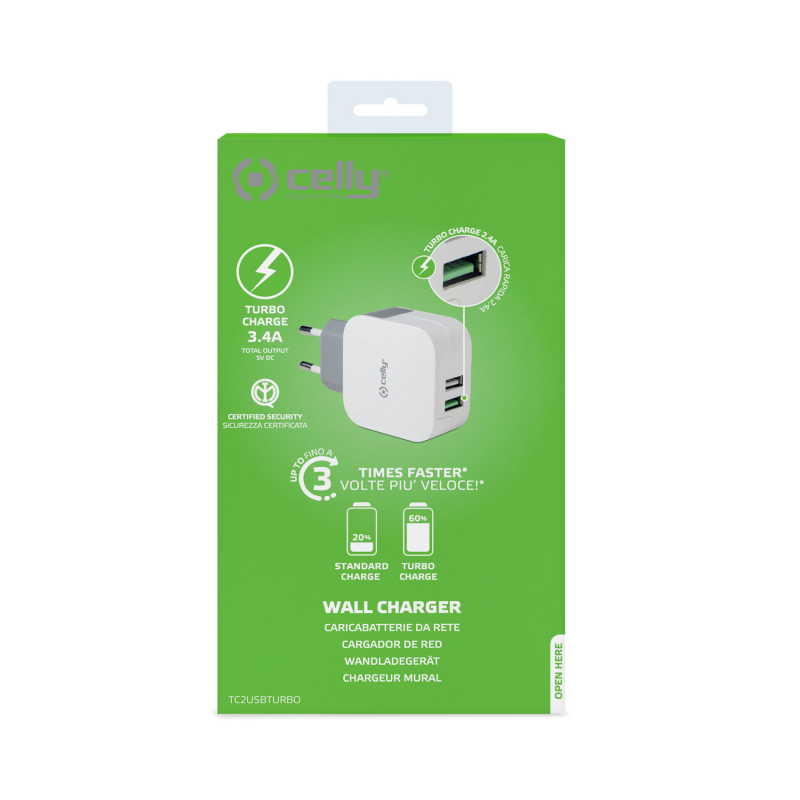 CELLY PUNJAČ 2 USB-A 17 W TURBO - Slika 3