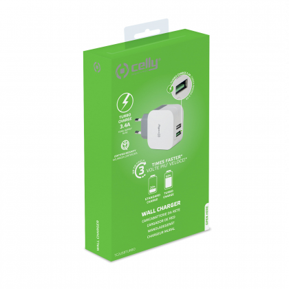 CELLY PUNJAČ 2 USB-A 17 W TURBO