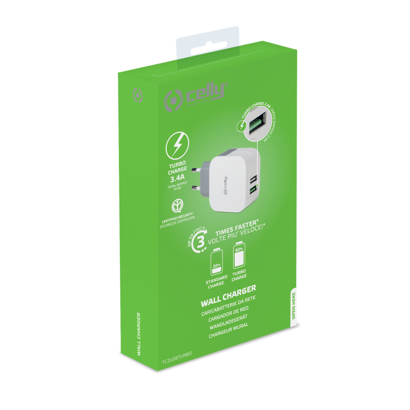 CELLY PUNJAČ 2 USB-A 17 W TURBO - Slika 2