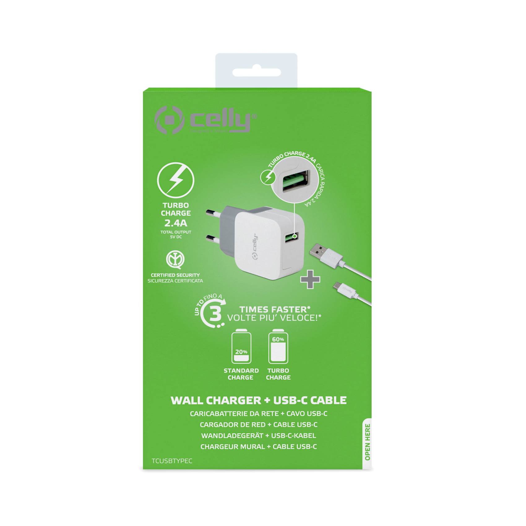 CELLY PUNJAČ USB-A I USB-A U USB-C KABEL 12 W - Slika 2