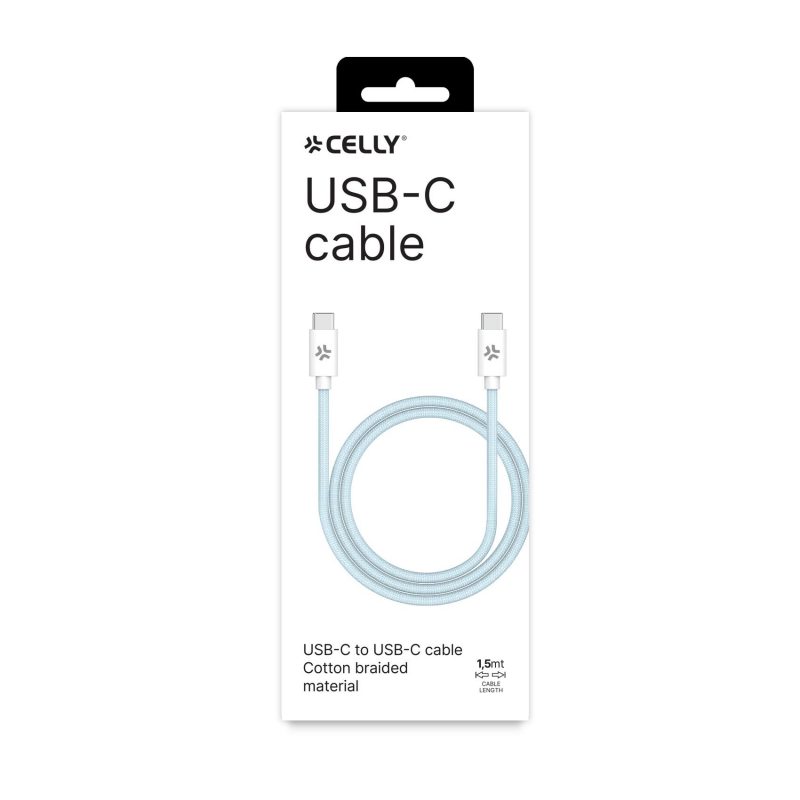 CELLY KABEL USB-C U USB-C SVJETLO PLAVI - Slika 3