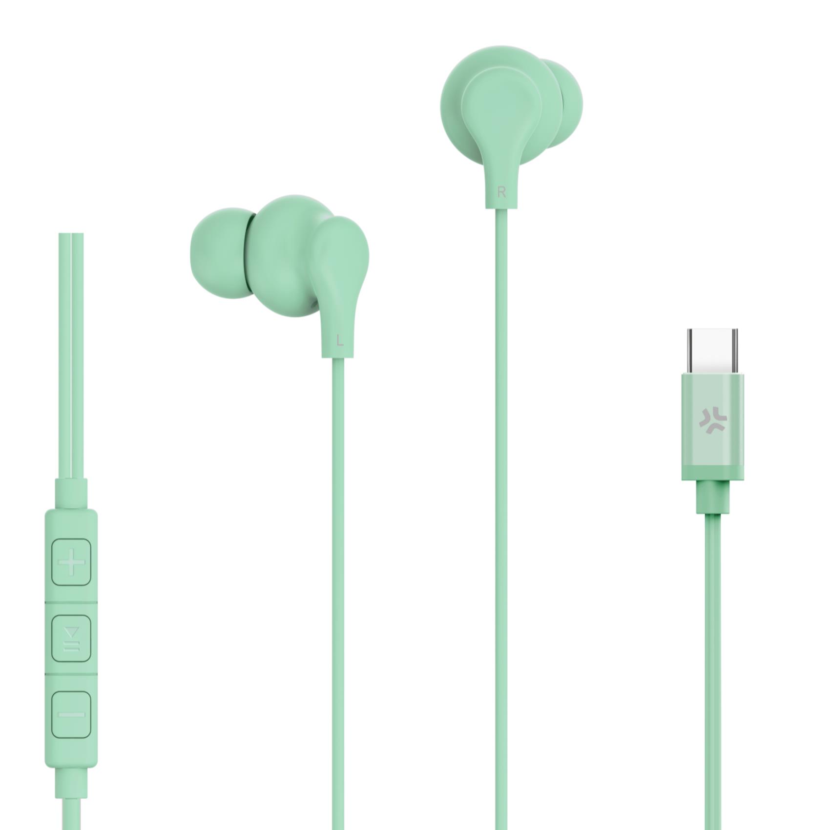 CELLY SLUŠALICE USB-C ZELENE