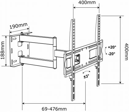 BRAVO TV NOSAČ ZGLOBNI 32"-55" LED 11